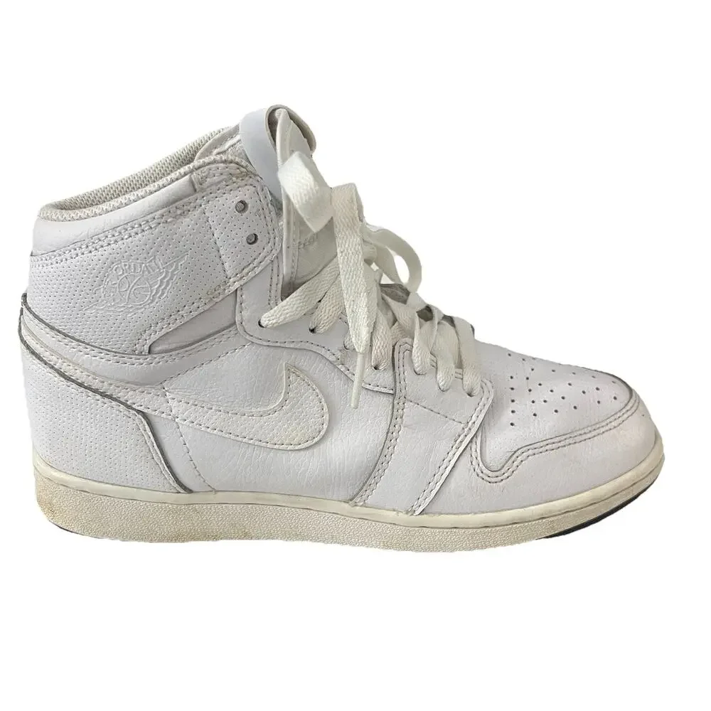 Nike Air Jordan 1 Perforated High 575441 100 Size 6.5Y White